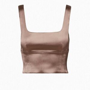 Aritzia Wilfred Brown Sleeveless Fitted Crop Tank satin